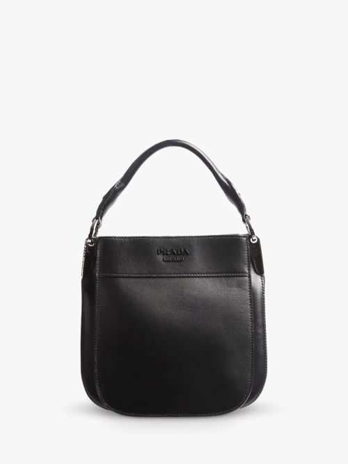 Pre-loved Prada Leather Lettered Branding Cross Body Bag, Black