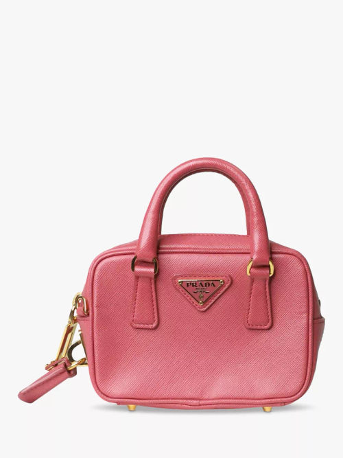 Pre-loved Prada Mini Saffiano Leather Grab Bag, Pink