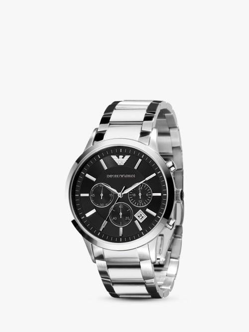 Bracelet Men\'s | Emporio £329.00 | Armani Strap Watch, Buchanan AR2434 Chronograph Date Silver/Black Galleries