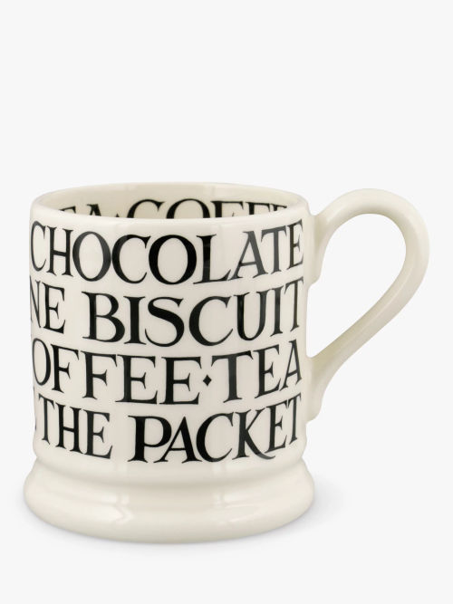 Emma Bridgewater Black Toast All Over Writing Mug, Black/White, 300ml, £25.00