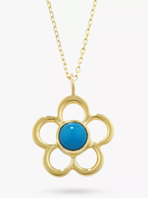 E.W Adams 9ct Gold Birthstone Blossom Pendant Necklace