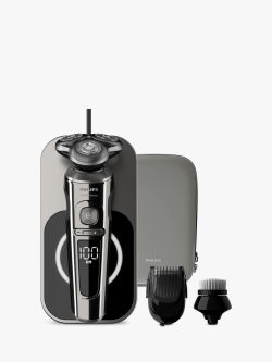 Philips SP9862/14 Series 9000 Prestige Wet & Dry Men's Electric Shaver with NanoTech Dual Precision Blades & Precision Trimmer, Grey