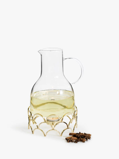 John Lewis & Partners Mulled Wine Jug and Warmer, Clear, 1.3L