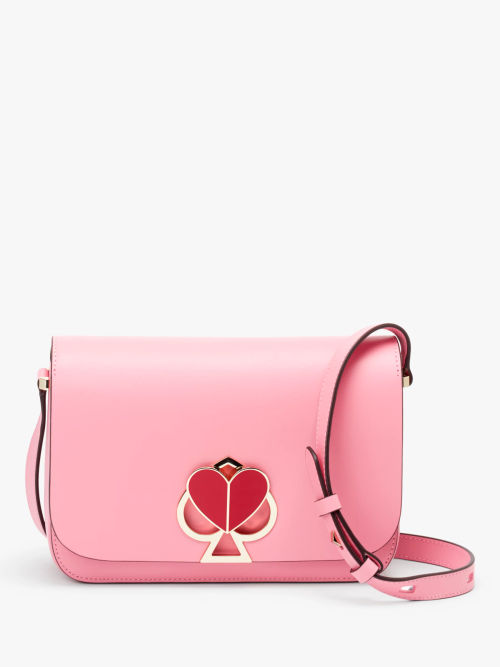 kate spade new york Nicola Leather Twistlock Flap Over Medium Shoulder Bag,  Rococo Pink | Compare | Brent Cross