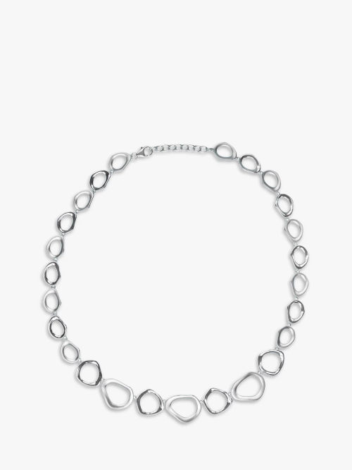 Nina B Large Plain Locket Pendant Necklace, Silver at John Lewis & Partners