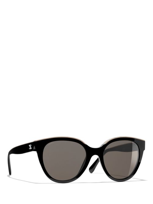 CHANEL Oval Sunglasses CH5414 Black/Beige, Compare