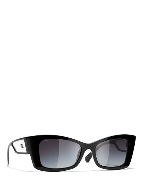 chanel oval sunglasses black and white