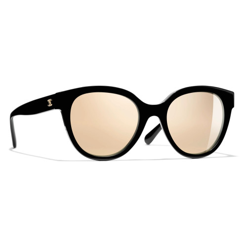 CHANEL Oval Sunglasses CH5414 Black/Beige, £426.00