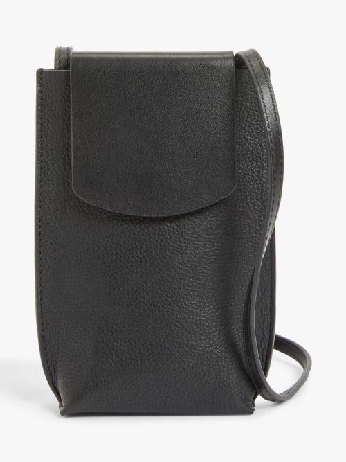 John Lewis Satin Pleat Wrist Pouch Bag, Black at John Lewis & Partners