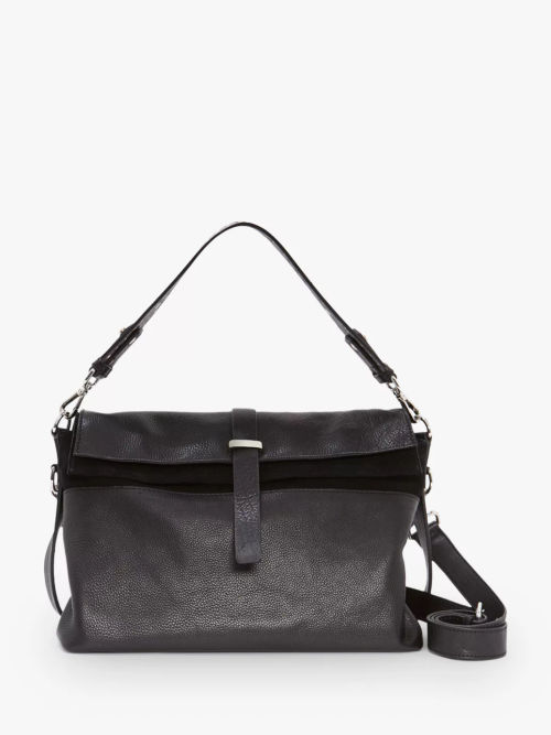 Mint Velvet Amber Leather Shoulder Bag, Black