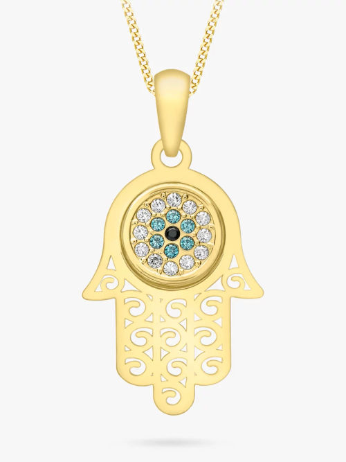 Hamsa Hand Pendant Necklace in 9ct Yellow Gold