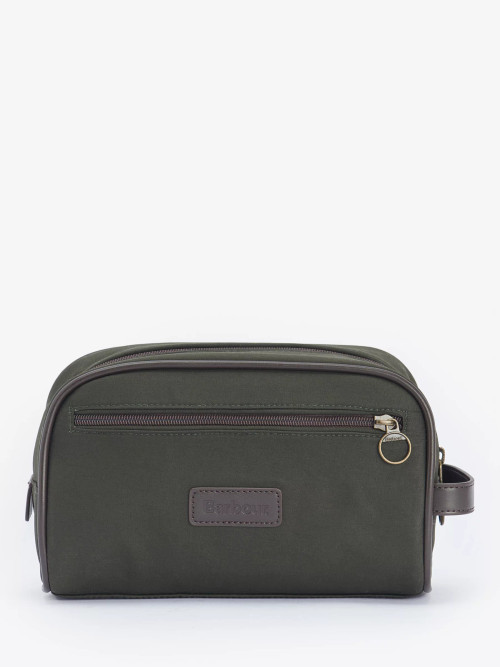 Barbour Waxed Cotton Wash Bag, Olive Brown