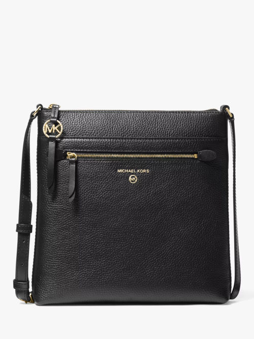 Michael Kors Greenwich Leather Shoulder Bag, Black at John Lewis & Partners