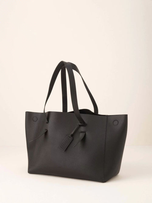 HUSH Isla Leather Scoop Tote, Black