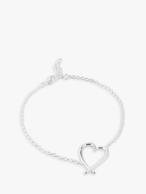 Hot Diamonds Love Locked Heart Charm Chain Bracelet, Silver at