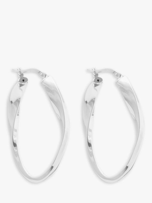 Simply Silver Oval Twist Hoop...