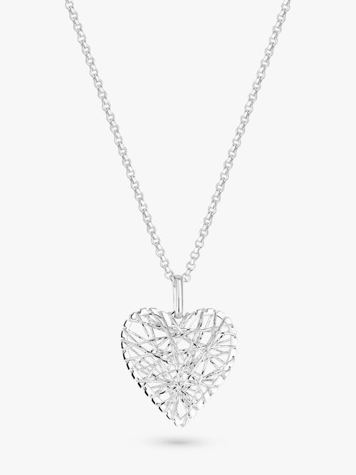 Simply Silver Wire Wrap Heart Pendant Necklace, Silver