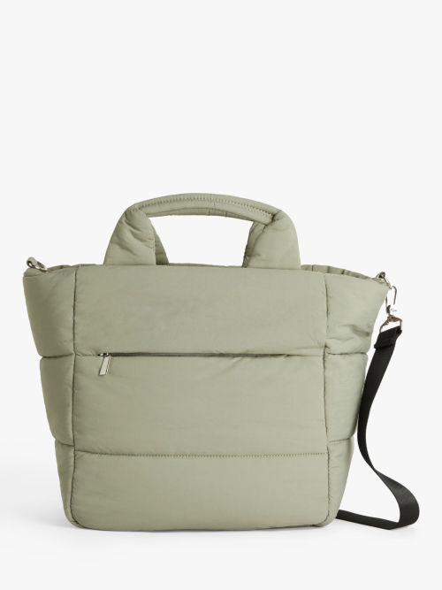 John Lewis ANYDAY Quilted Puffy Tote Bag, Off White at John Lewis & Partners