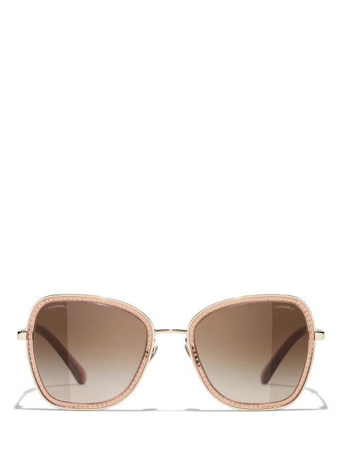 CHANEL Cat's Eye Sunglasses CH5438Q Striped Brown at John Lewis & Partners