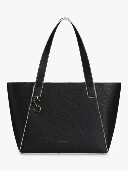 Strathberry Lana Osette Leather Bucket Bag, Black at John Lewis & Partners