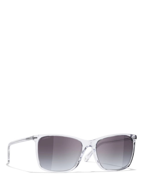 CHANEL Rectangular Sunglasses CH5447 Clear/Blue Gradient At John Lewis  Partners