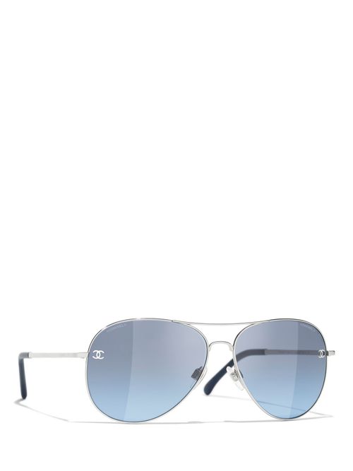 Chanel Logo Pilot Sunglasses in Blue