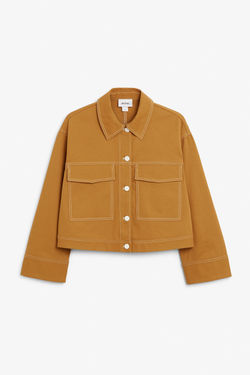 Cropped contrast stitch jacket - Yellow