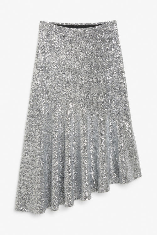 Midi sequin skirt - Silver