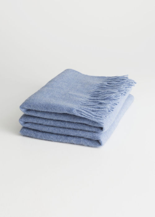 Oversized Wool Scarf - Blue