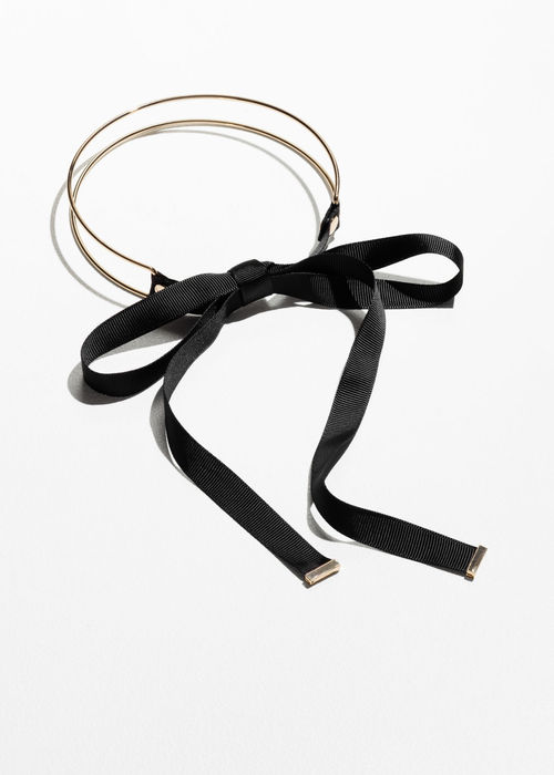 Grosgrain And Brass Choker -...