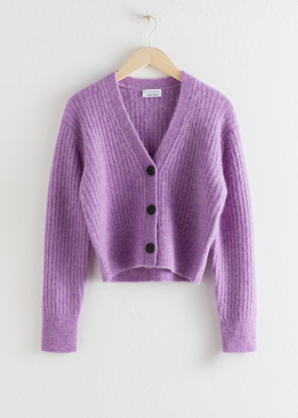 boxy wool blend classic cardigan