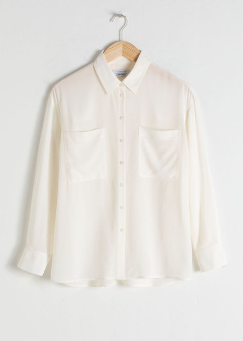 Oversized Silk Shirt - White