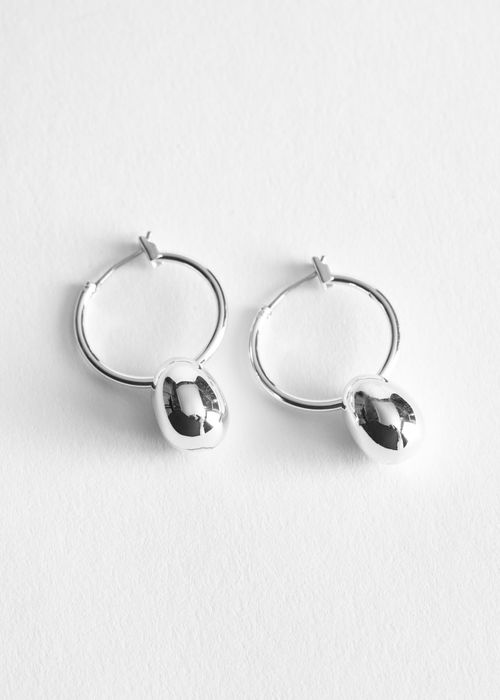 Oval Pendant Hoop Earrings -...