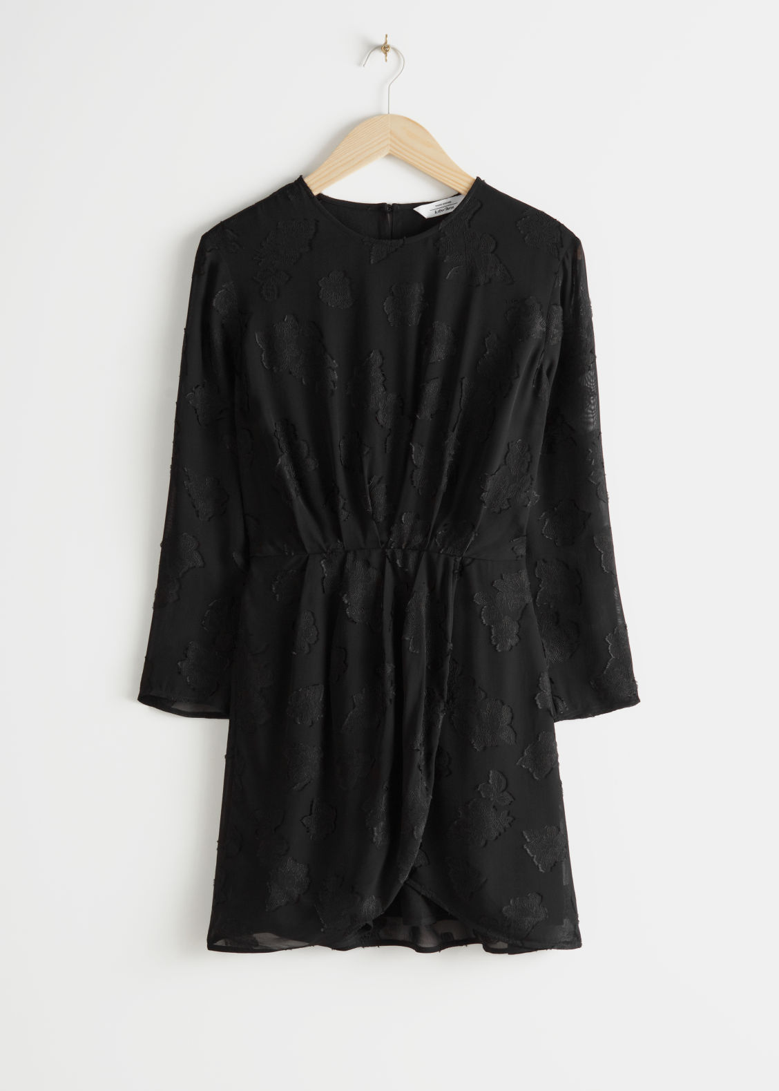 floral jacquard overlapping midi dress