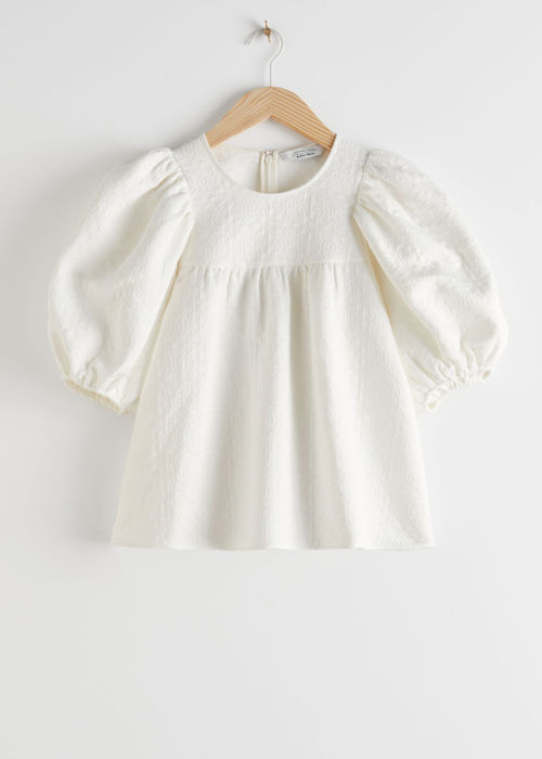 Puff Sleeve Jacquard Blouse -...