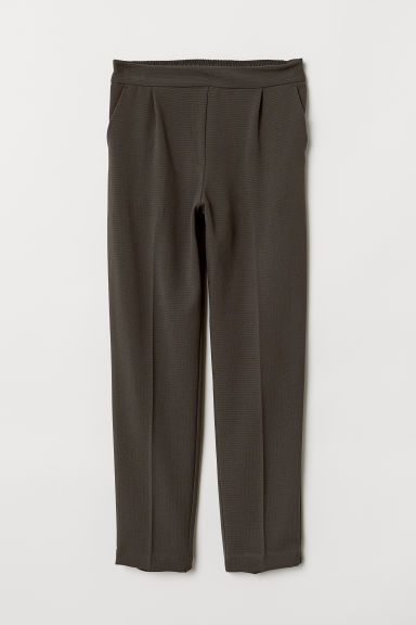 H & M plaid beige & black straight leg trouser... - Depop