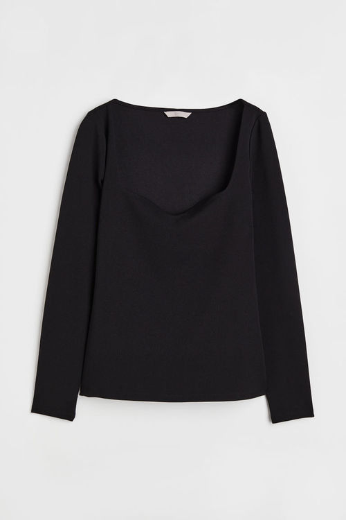 H & M - Fitted jersey top -...