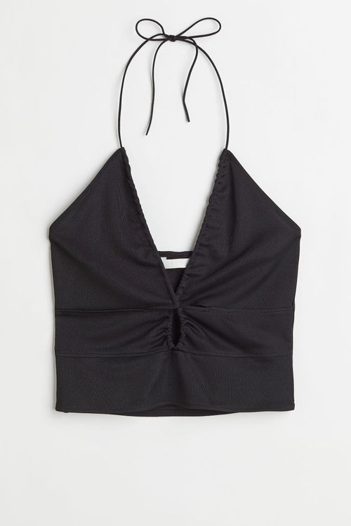 H & M - Ribbed cut-out top -...