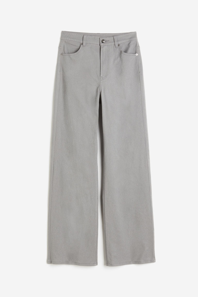 Wide twill trousers - Light beige - Ladies | H&M HK
