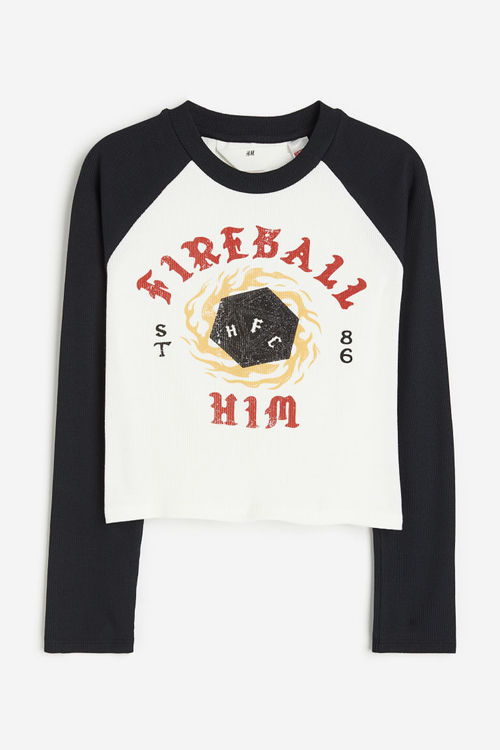 H & M - Printed jersey top -...