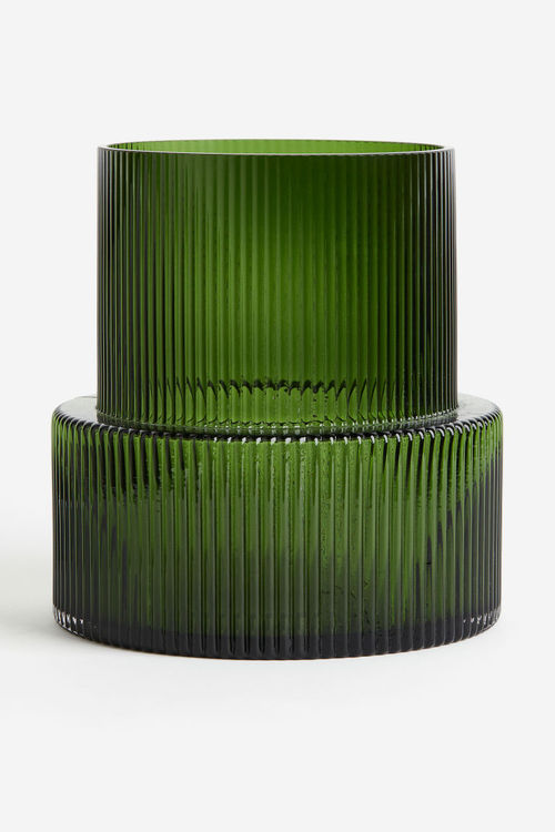 H & M - Glass vase - Green