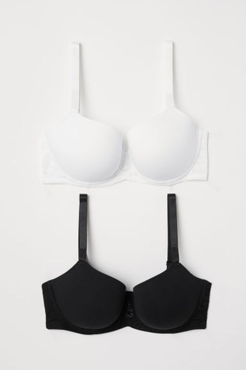 H & M - 2-pack padded bras E/F cup - White, Compare