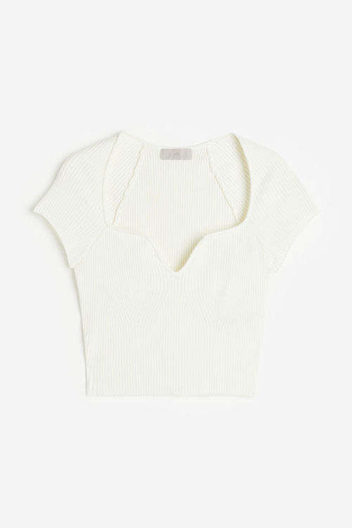 H & M - Rib-knit top - White