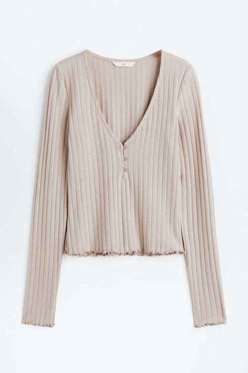 H & M - Ribbed jersey top -...