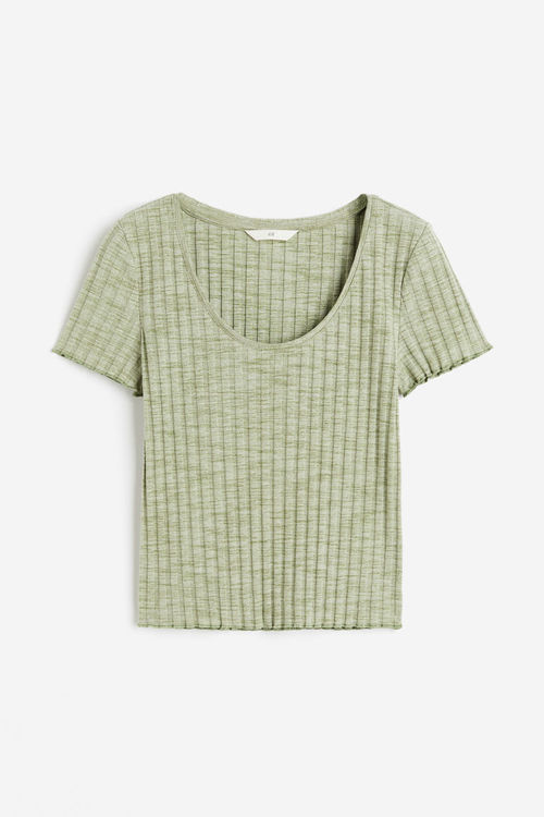 H & M - Ribbed deep-neck...