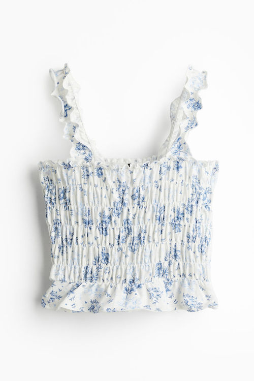 H & M - Cropped smocked top -...