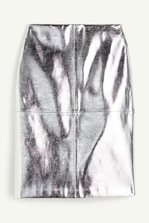 H & M - Coated skirt - Silver