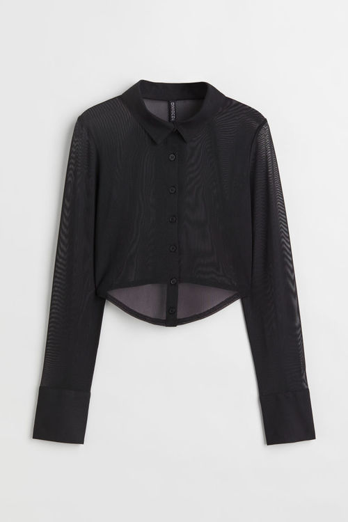 H & M - Mesh shirt - Black