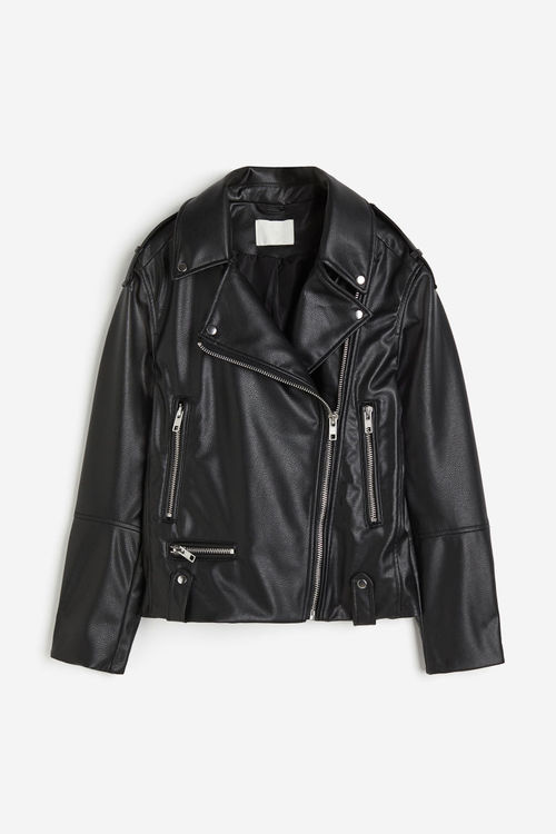 H & M - Coated biker jacket -...