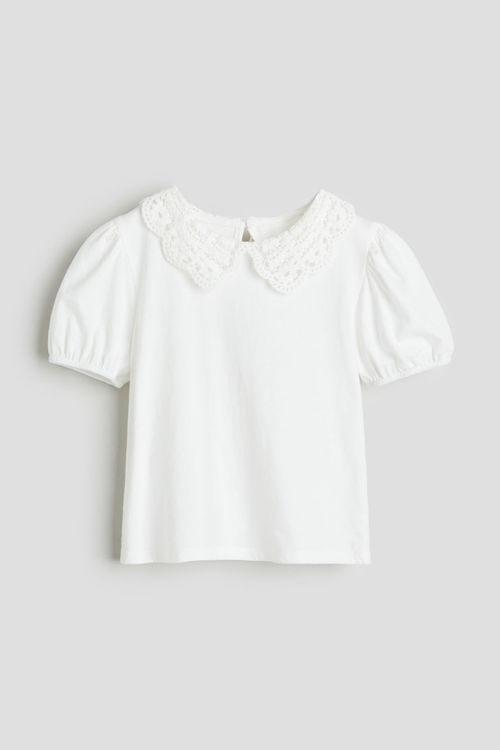 H & M - Collared jersey top -...